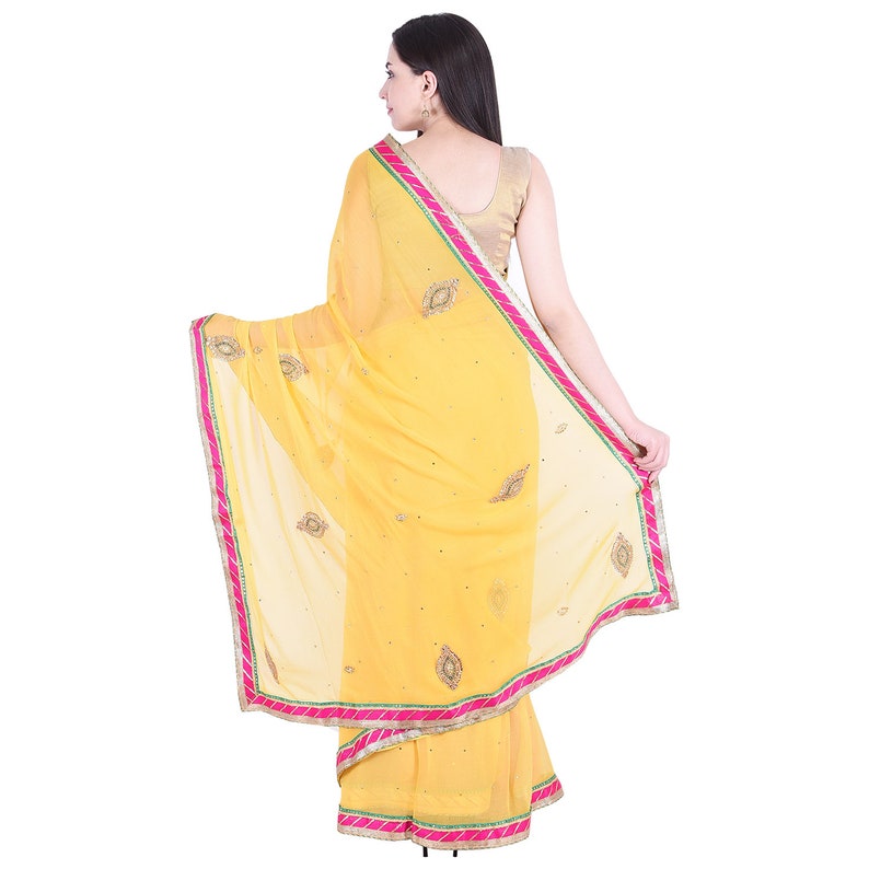 semi chiffon stone work saree