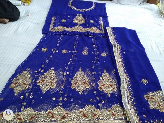 blue rajputi poshak