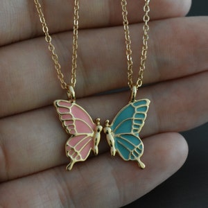 2 Butterfly Necklace, 2 Sister Necklace, Sister Necklace for 2, Butterfly Wing Necklace, Best Sister Necklace, Sister Gift