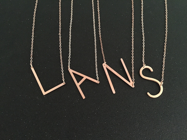 bff for 2 best friend necklace 2 of Rose Gold Initial Necklaces Alphabet Sideways Initial Oversized Letter Necklace 2 bff neckalce