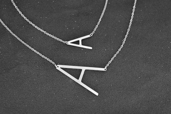 Sideways Initial Necklace Silver / Gold 