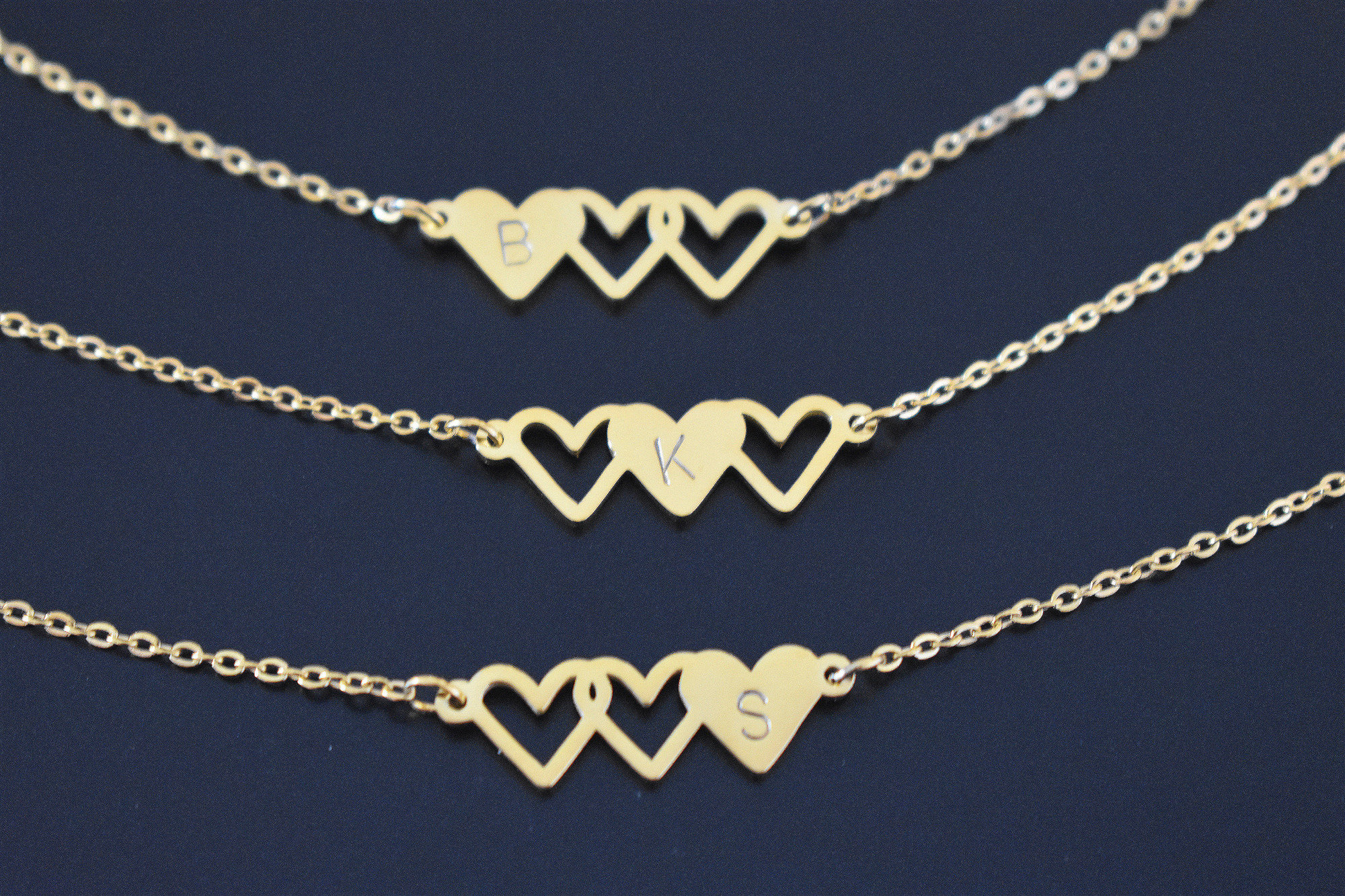Custom Best Friend Necklace for 3 3 Bff Necklace Friendship Necklace 3 Heart Necklace 3 Best Friend Necklace Rose Gold Silver Gold Etsy