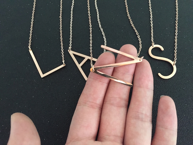 bff for 2 best friend necklace 2 of Rose Gold Initial Necklaces Alphabet Sideways Initial Oversized Letter Necklace 2 bff neckalce