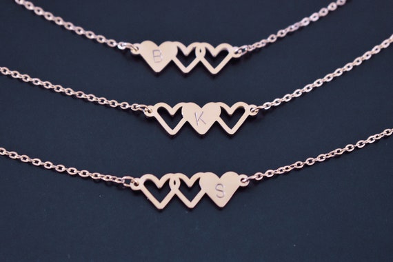 Collier Cœur Séparable 3/4 Parties - Gravure De Prénoms - Acier Inoxydable Avec Strass - Cadeau BFF, Amitié, Longue Distance