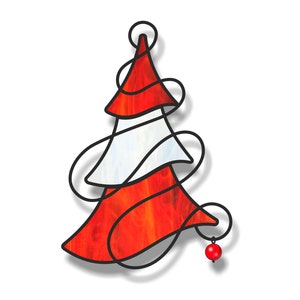 Patrón digital de vidrieras de adorno de árbol de Navidad, descarga en PDF, patrones de atrapasoles navideños