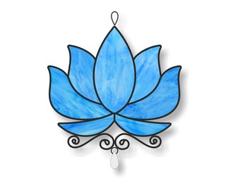 Lotus Suncatcher Stained Glass Pattern: Window Hanging (Digital PDF File)