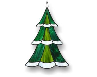 Stained glass Christmas tree ornament digital pattern, PDF download, holiday suncatcher patterns