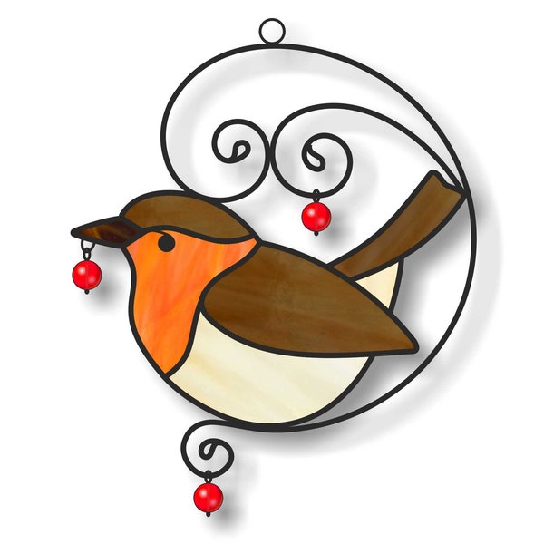 Stained glass robin bird digital pattern, digital PDF, hobby license, printable PDF patterns download