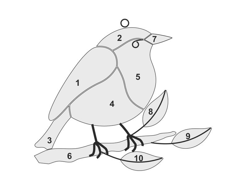 Stained Glass Robin Bird Digital Pattern, Printable PDF File Download ...