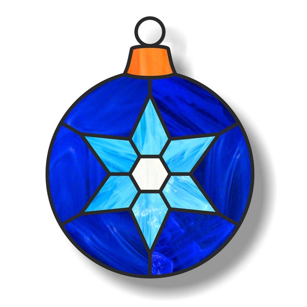 Christmas ornament stained glass pattern, PDF download, holiday suncatcher patterns