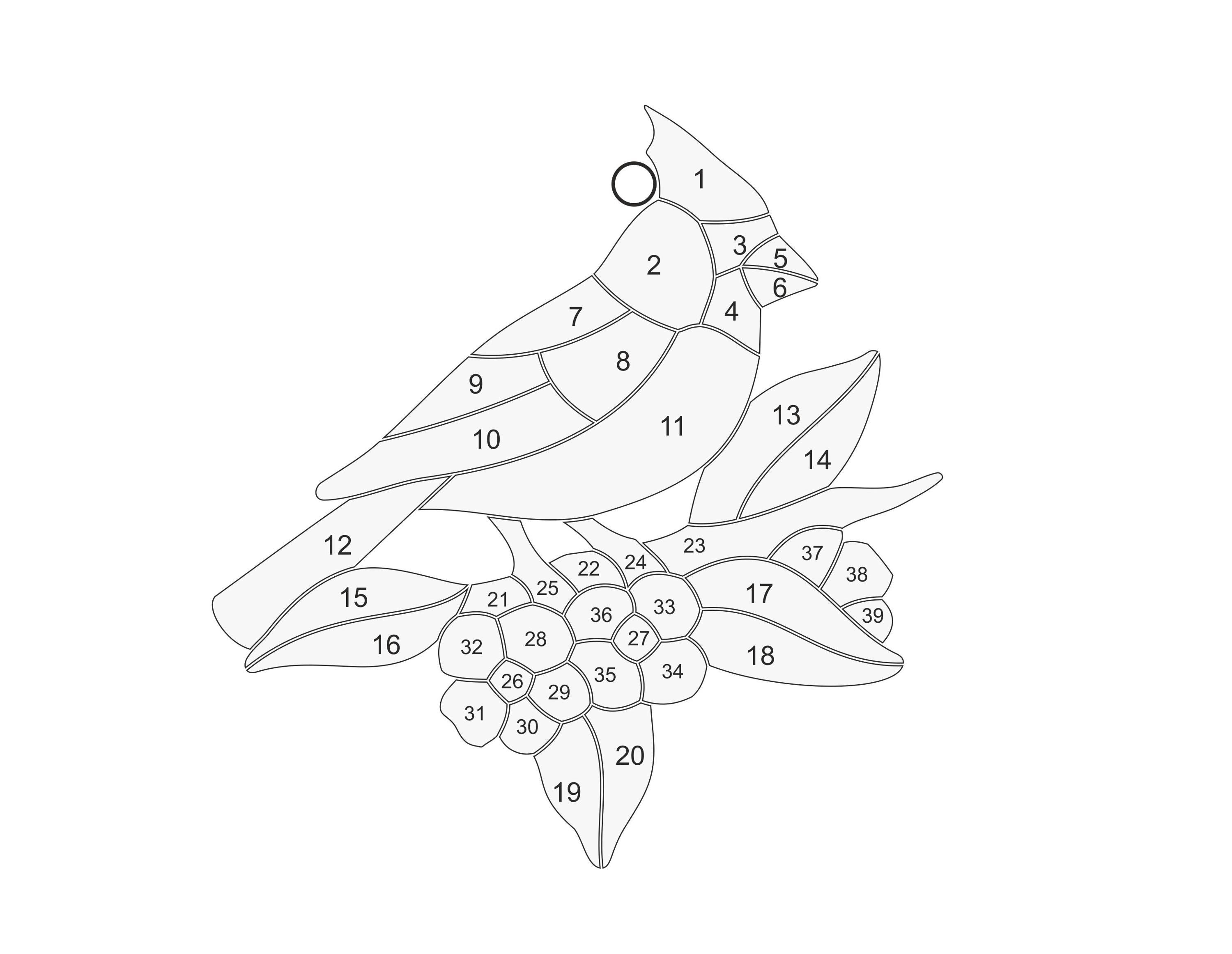 Grid Pattern Cardinal Cardinal Stained Glass Pattern: PDF, SVG, Cricut File (digital Download ...