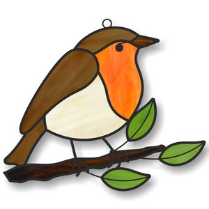 Patrón digital de pájaro petirrojo de vidrieras, descarga de archivos PDF imprimibles