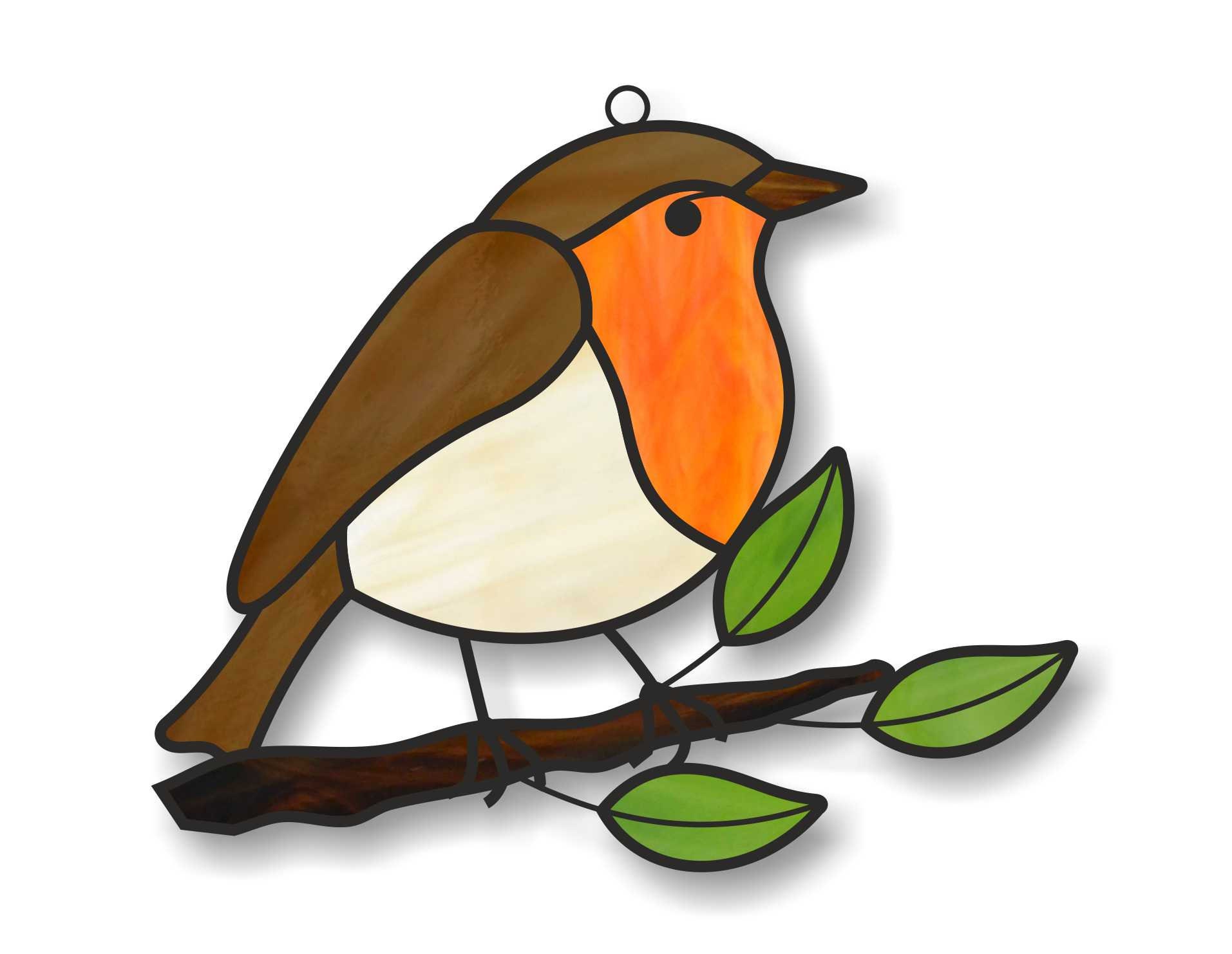 Stained Glass Robin Bird Digital Pattern, Printable PDF File Download