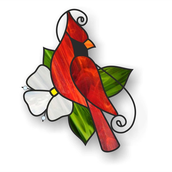 Red cardinal stained glass digital pattern, digital PDF, hobby license, printable PDF patterns download