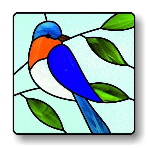 Stained glass patterns, bluebird suncatcher pattern, digital PDF file, window hangings decoration