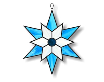 Christmas snowflake stained glass digital pattern, PDF download, holiday suncatcher patterns