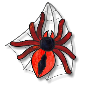 Halloween stained glass spider web tarantula pattern, stained glass suncatcher patterns, digital PDF file
