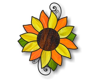 Sunflower Stained Glass Pattern: Printable Flower PDF (A4)