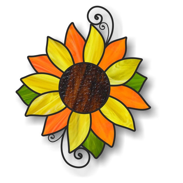 Sunflower stained glass digital pattern, flower digital PDF, hobby license, printable PDF patterns download