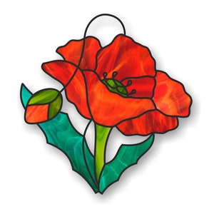 Stained glass flower patterns, poppy suncatcher pattern, digital PDF file, window hangings decoration