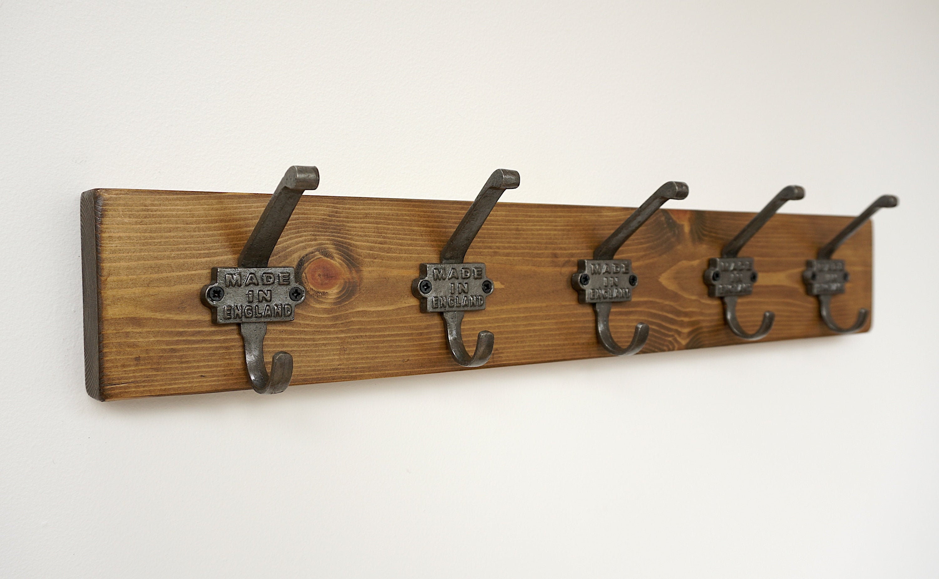 Rack de gancho de abrigo de madera grueso natural con ganchos | Etsy