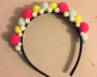 mini pom pom headband