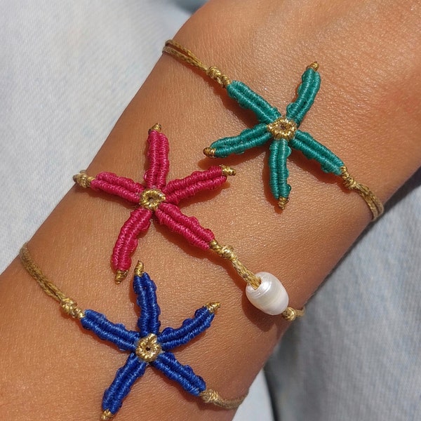 Macrame Starfish Bracelet, Macrame Starfish, Starfish Macrame Bracelet, Handmade Starfish Bracelets, Starfishes, Starfish Bracelet