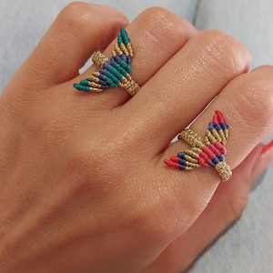 Macrame Mermaid Tail Ring, Macrame Fish Tail Ring, Macrame Ring, Rings, Mermaid Tail Ring, Macrame Rings, Ring, Tail Ring, Macrame Tail