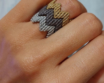 Macrame Fish Ring, Handmade Knotted Statement Ring - Etsy 日本