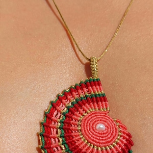 Macrame Seashell Necklace With Pearl, Macrame Shell, Macrame Necklases, Summer Macrame Seashell Necklace,  Necklace, Handamde Nacklace
