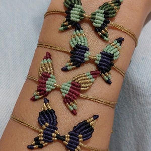 Macrame Butterfy Bracelet, Macrame Butterfly Jewelry, Butterfly Bracelet, Macrame Bracelets, Knotted Butterlfies, Adjustable Bracelets