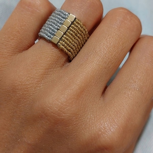 Macrame Ring With Hematites