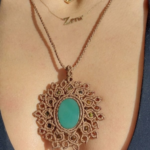 Macrame Aventurine Necklace, Macrame Necklace With Aventurine Stone