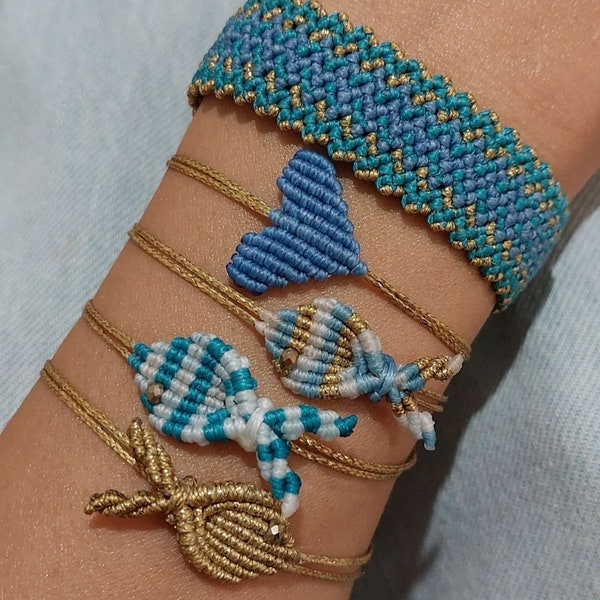 Macrame Summer Bracelets, Macrame Fish Bracelet, Macrame Heart Bracelet, Macrame Bracelets, Macrame Jewelry, Macrame, Adjustable Bracelets