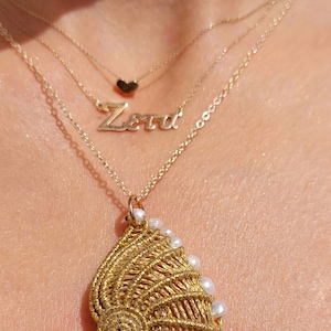 Macrame Seashell Necklace With Freshwater White Pearls