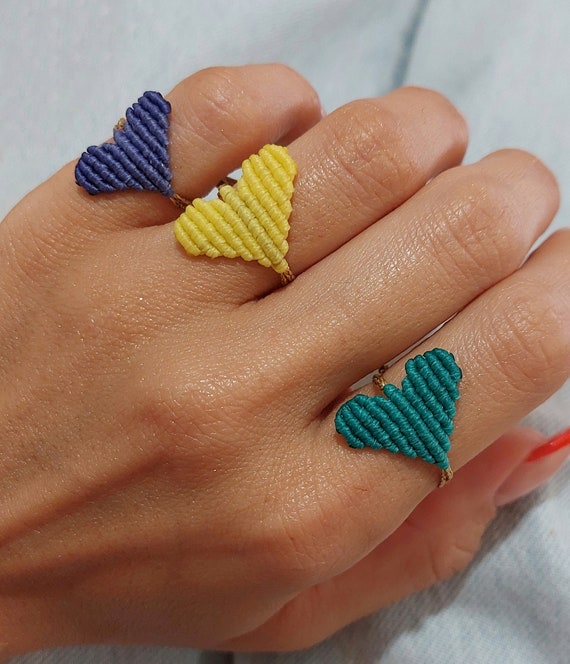 Macrame Heart Rings, Macrame Rings, Heart Rings, Handmade Macrame Heart  Rings, Rings, Heart Macrame Rings, Macrame Jewellery, Ring Jewelry 