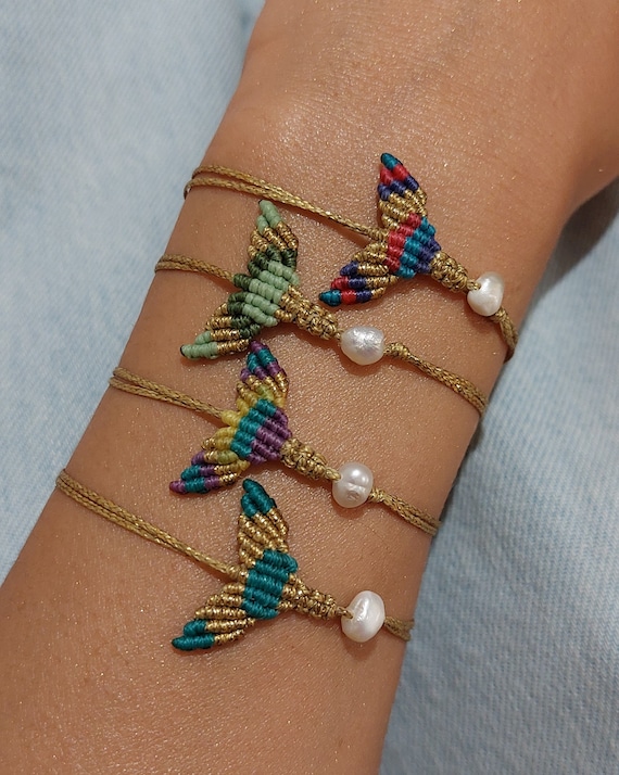 Macrame Mermaid Tail Bracelet With Pearl, Macrame Tail, Macrame