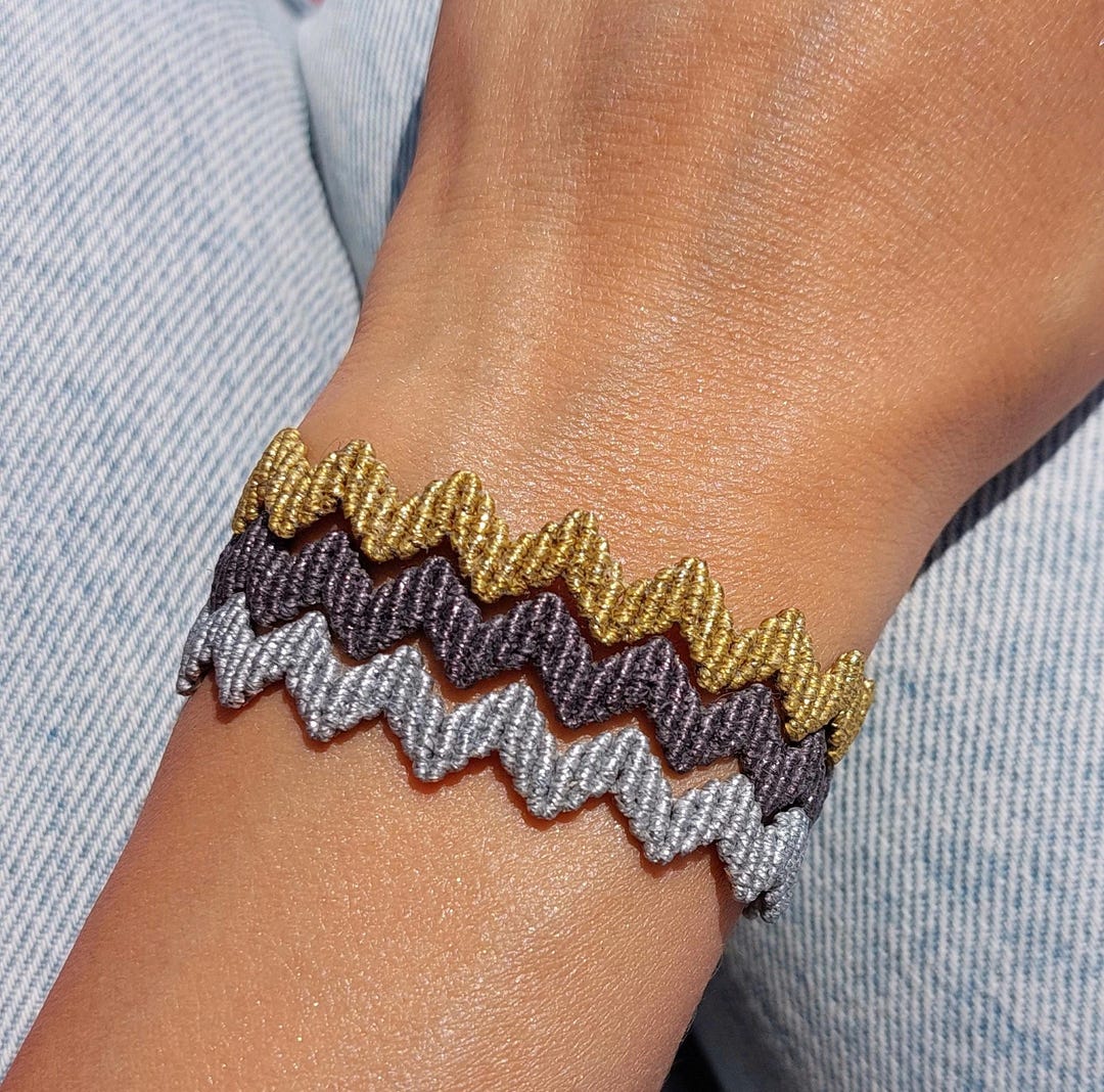 Macrame Zigzag Bracelet Etsy