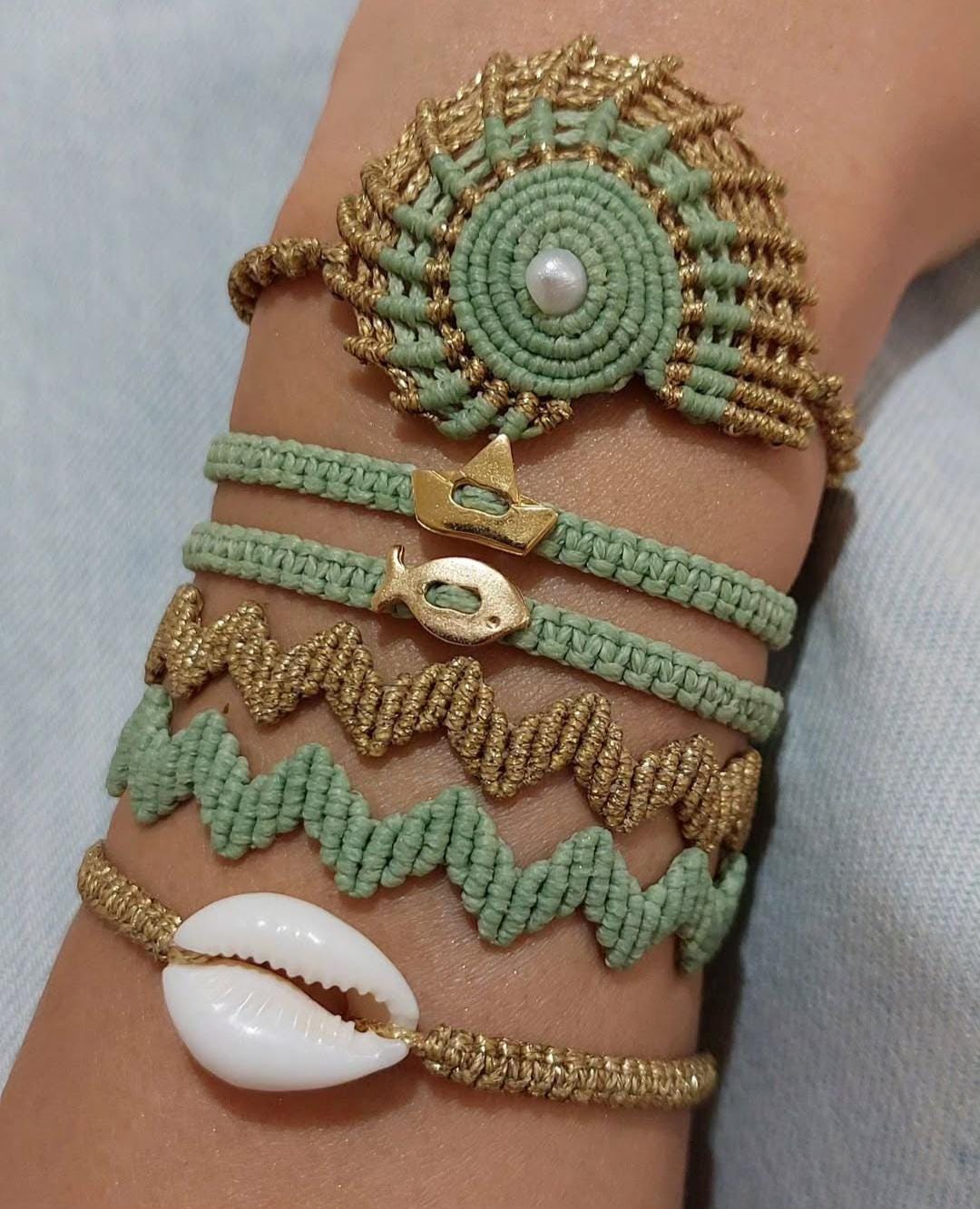 Macrame Bracelet Set: Boho Shell, Fish, & Sun Designs - Etsy
