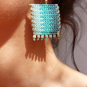 Macrame Earrings With Hematites, Colorful Macrame Earrings, Handmade Earrings, Earrings With Hematite Stones, Summer Macrame Earrings