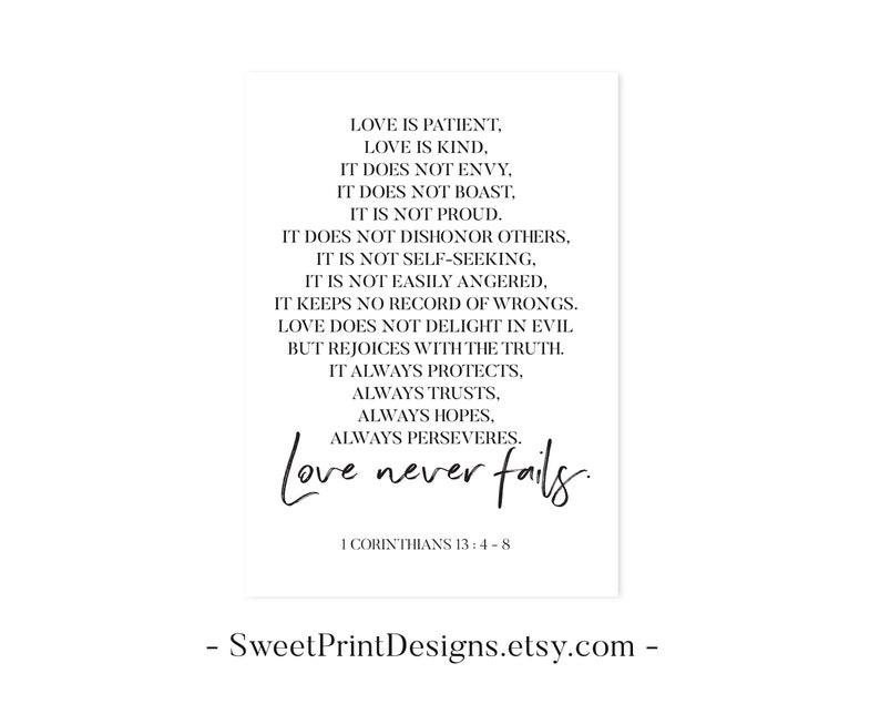 Love Is Patient Art Print Love Is Patient Bible Verse Wall Etsy