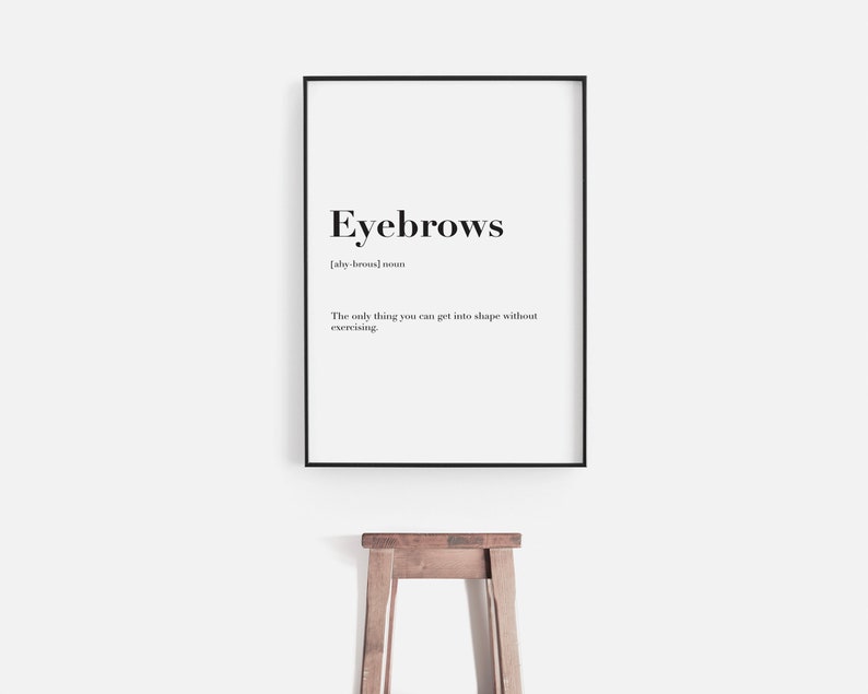 Eyebrows Definition Print Eyebrows Print Dictionary Art Etsy