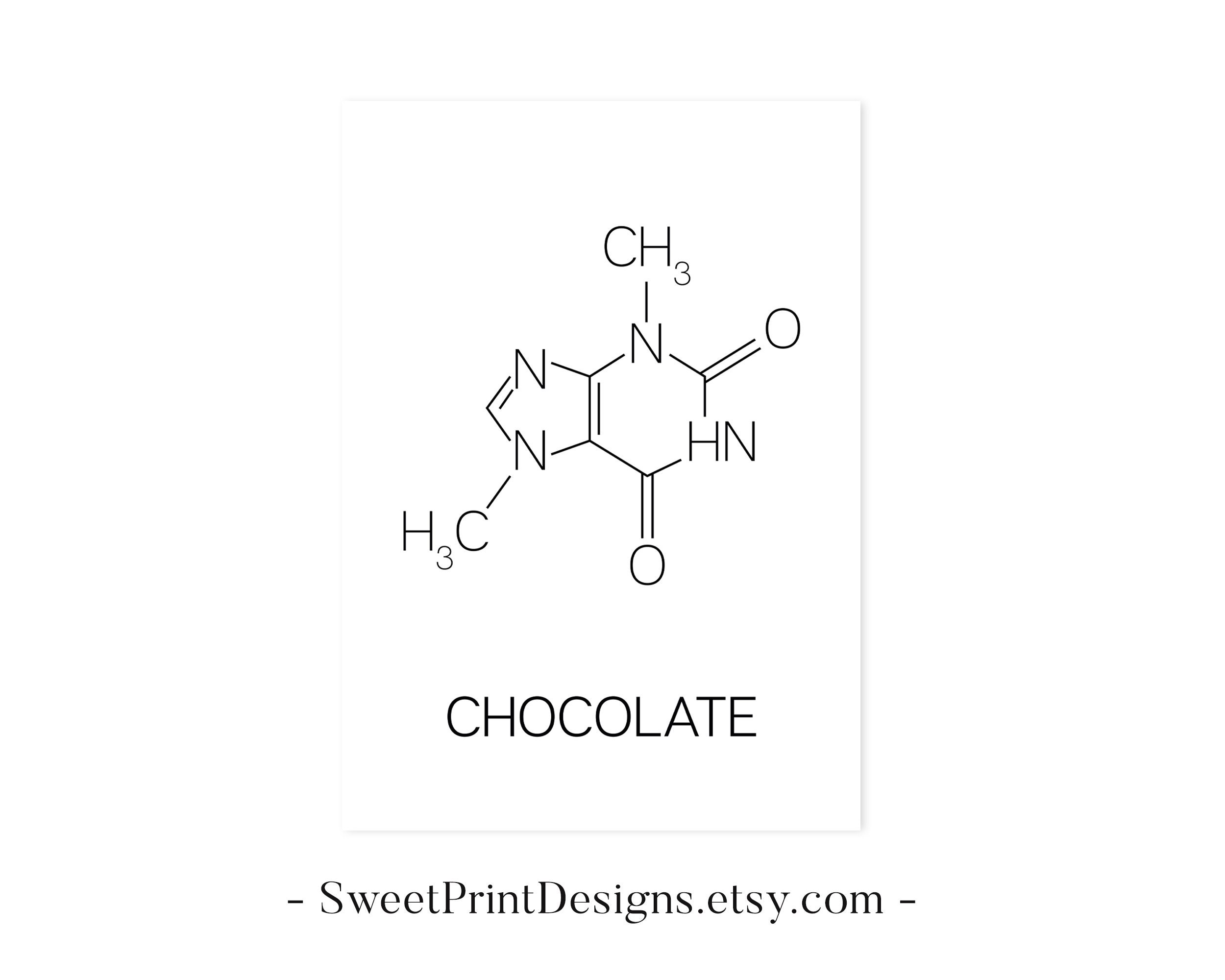 Chocolate Molecule Cocoa Print Printable Wall Art Home Etsy