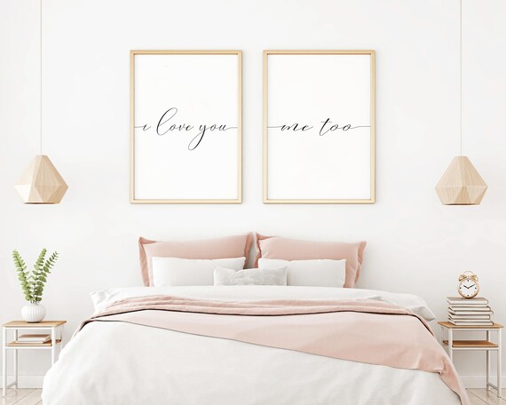 I Love You Me Too Print Bedroom Decor Couple Printable Set Of 2 Prints Romantic Wedding Decor Wedding Gift Print Engagement Gift