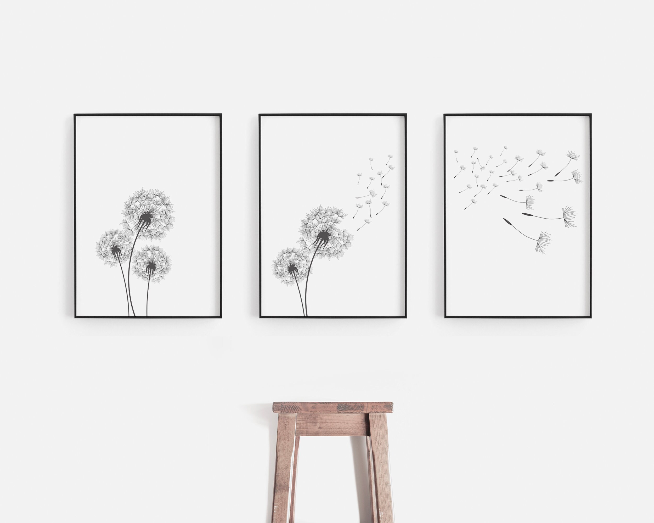 Dandelion Wall Art Set Of 3 Prints Dandelion Printable Etsy