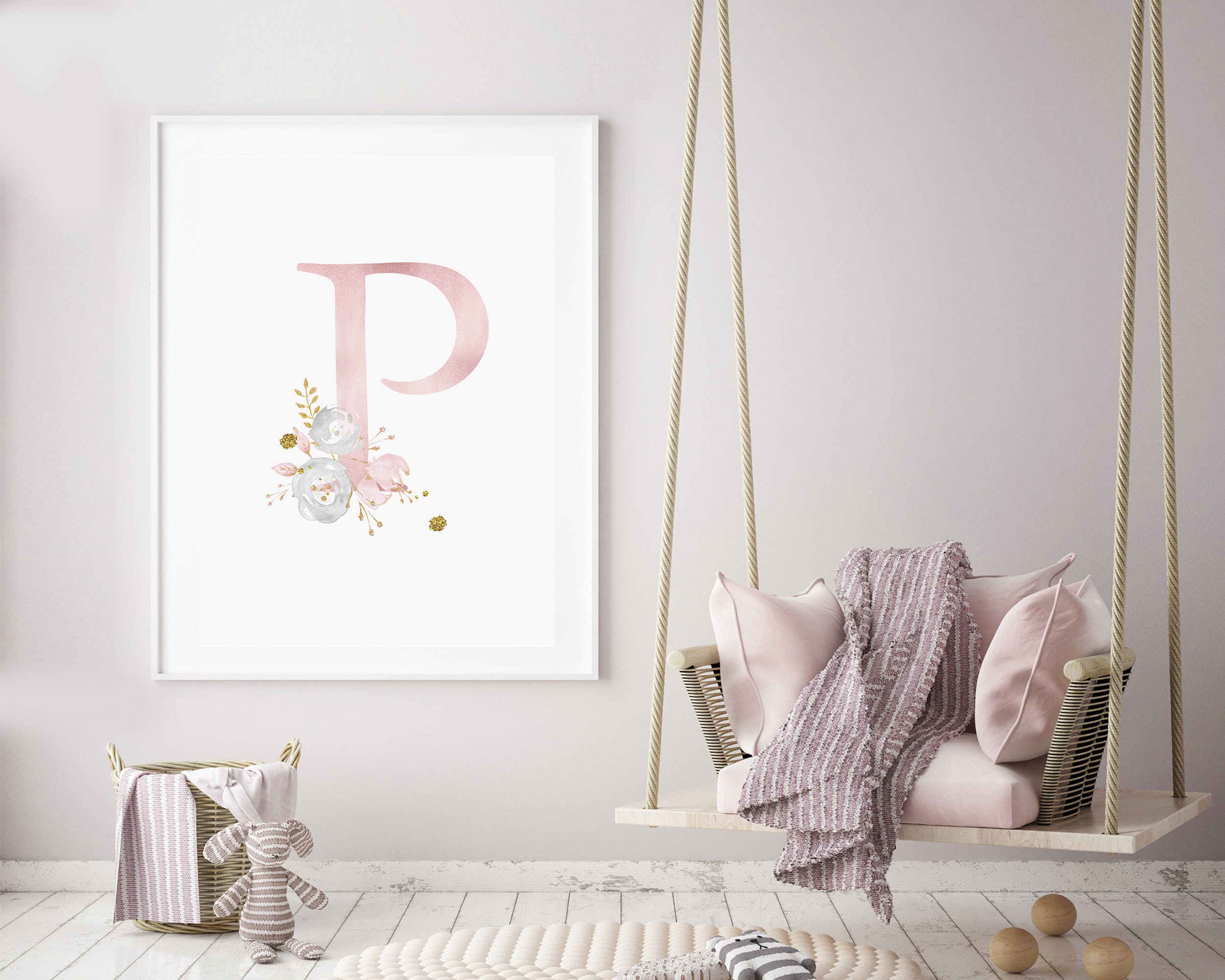 Monogram Letter P Wall Decor Girl Decor For Bedroom Letter P Etsy