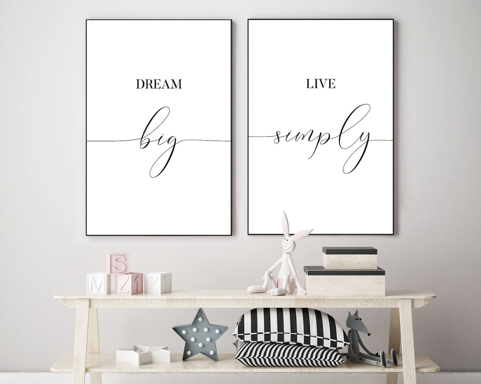 Dream Big Live Simply Printable Quote Set Of 2 Typography | Etsy