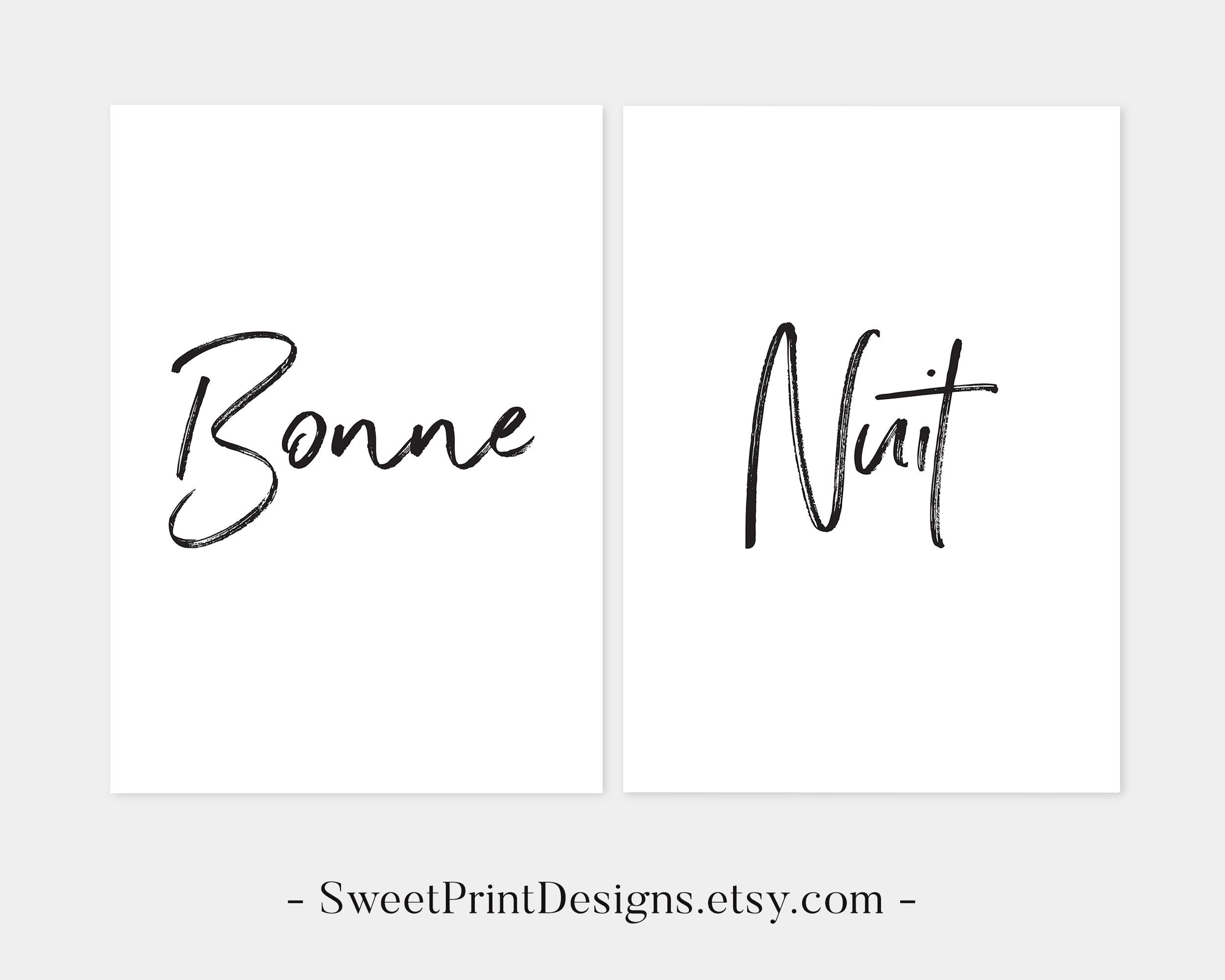Bonne Nuit Wall Art Bonne Nuit Print Bonne Nuit Poster | Etsy