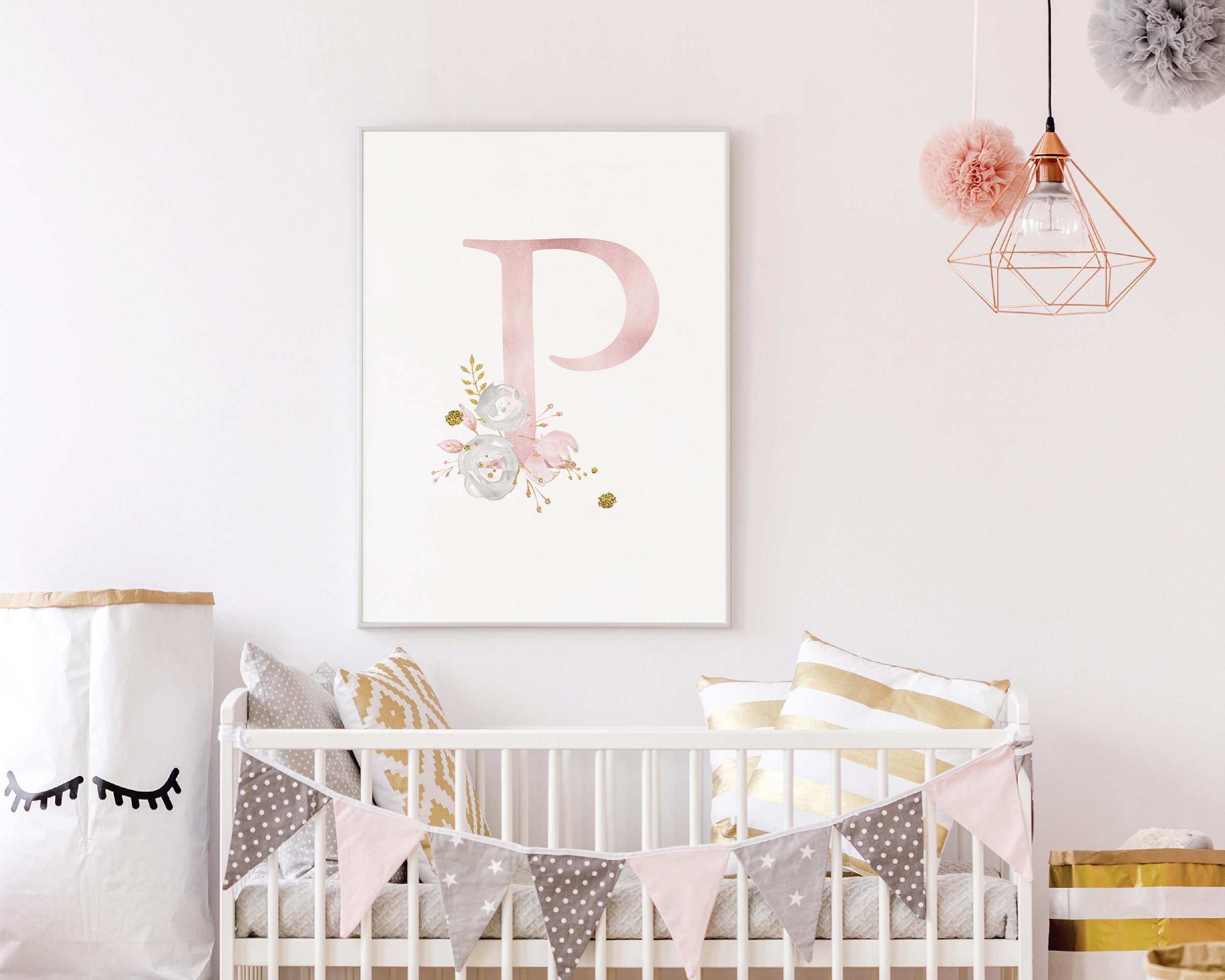 Monogram Letter P Wall Decor Girl Decor For Bedroom Letter P Etsy