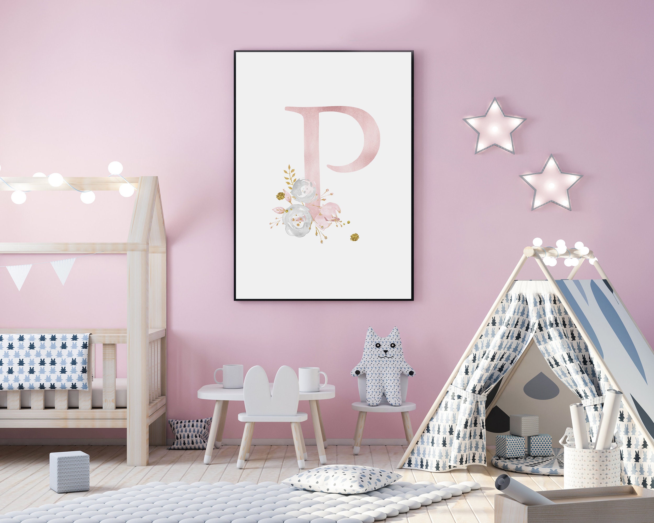 Monogram Letter P Wall Decor Girl Decor For Bedroom Letter P Etsy